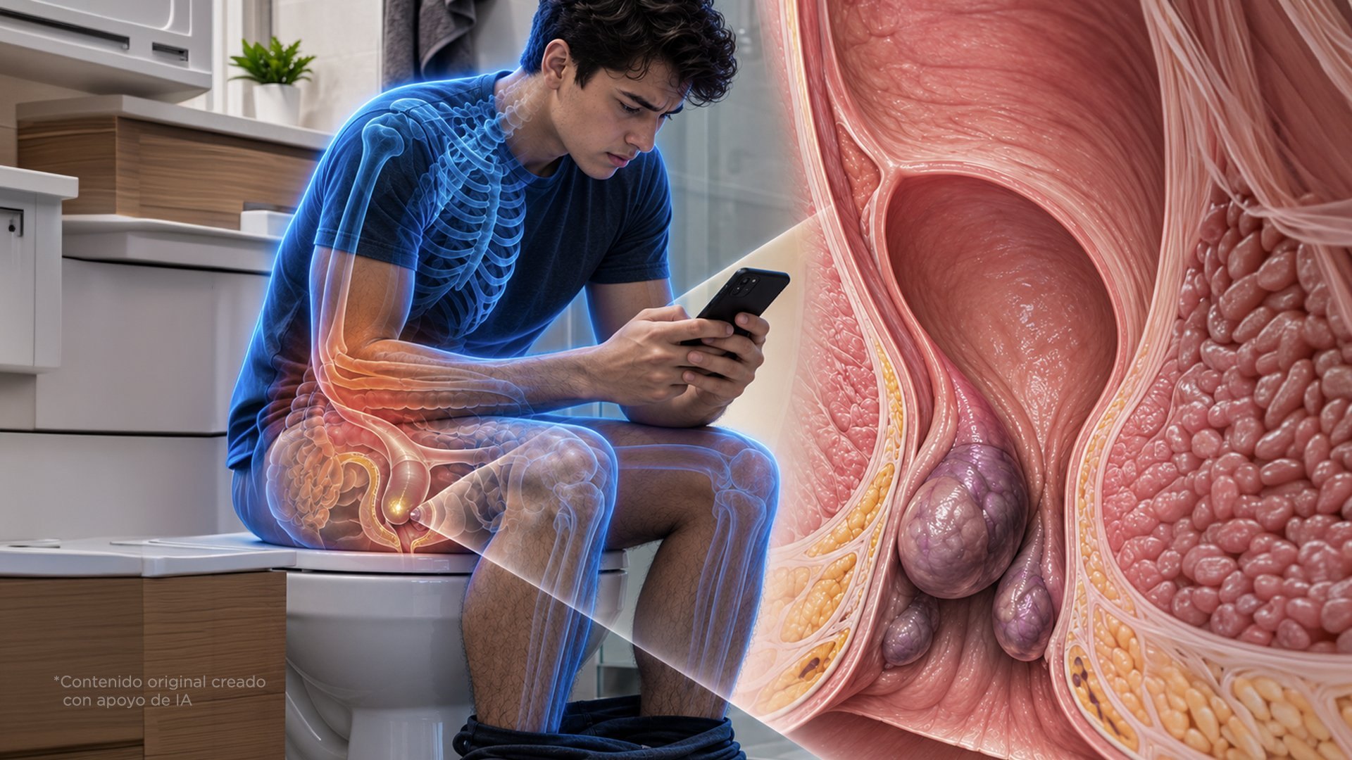 Entrar al baño con el celular puede dar hemorroides, incluso a los jóvenes. Avísale a tus hijos